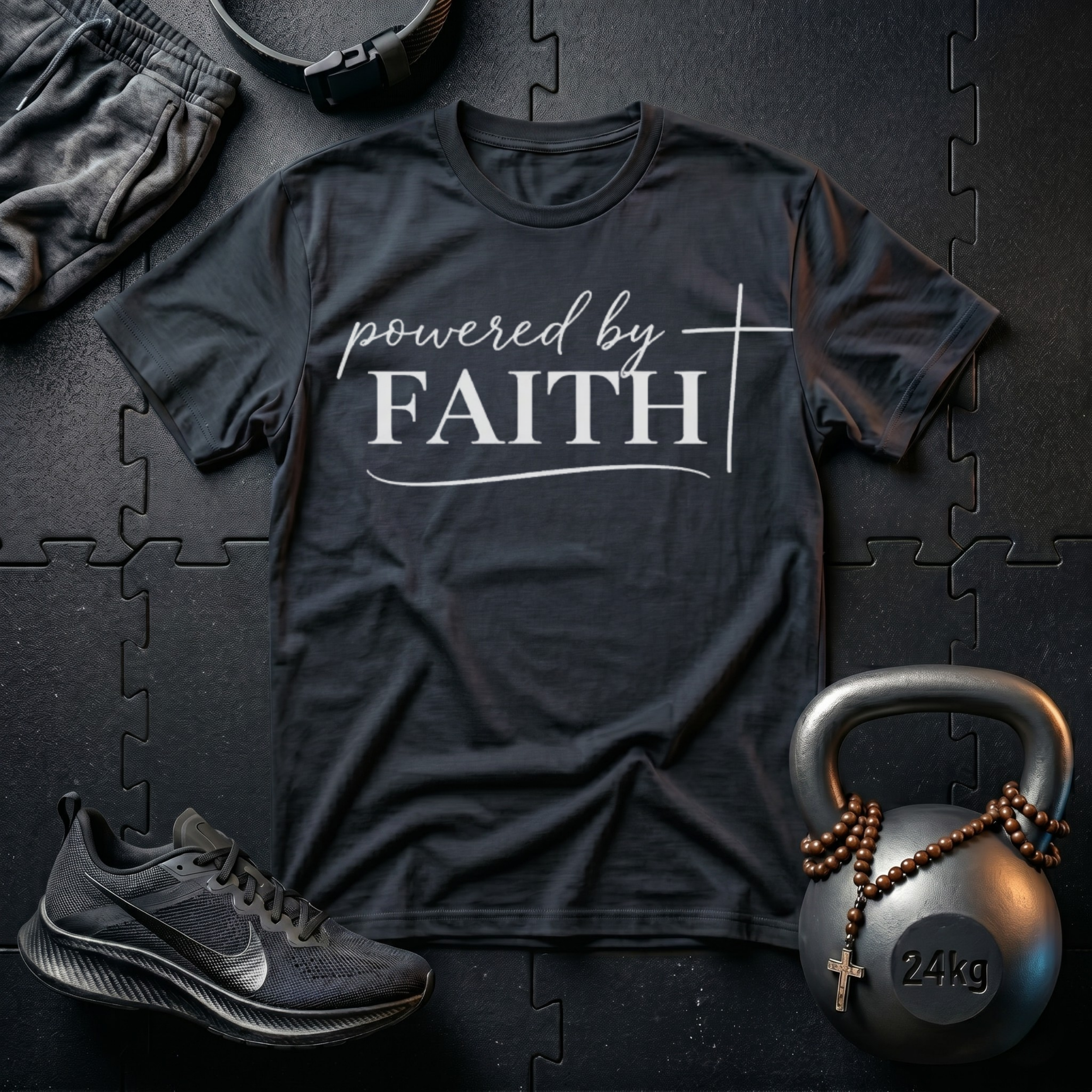 Powered By Faith Script T-Shirt