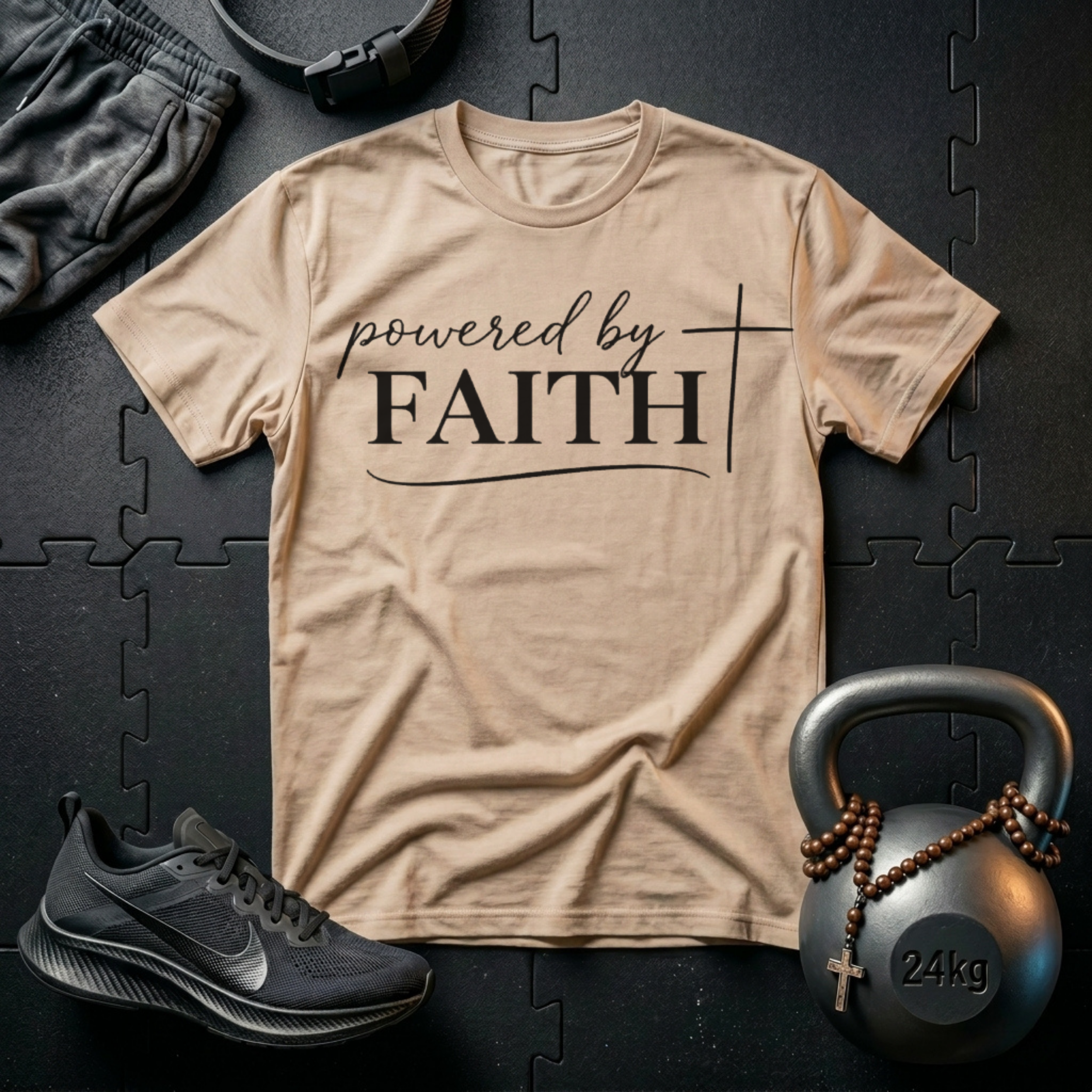 Powered By Faith Script T-Shirt