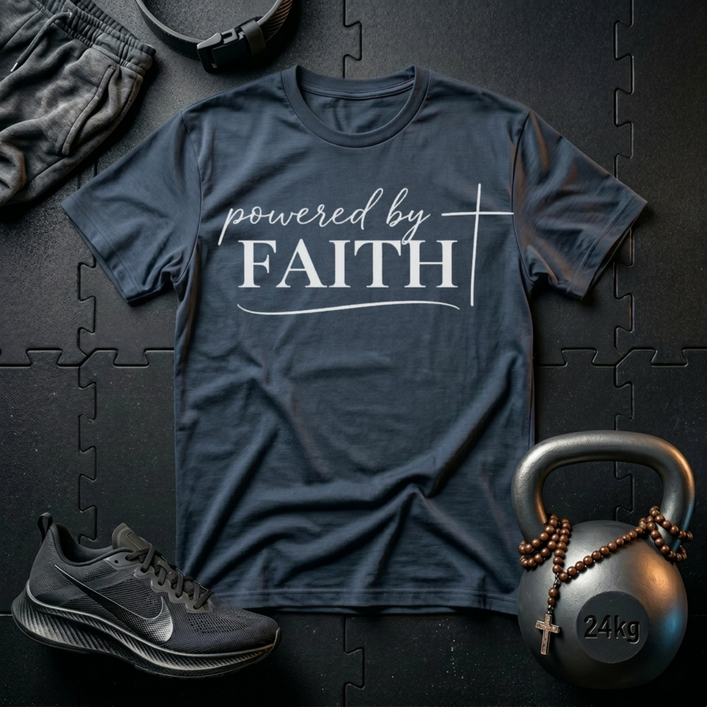 Powered By Faith Script T-Shirt