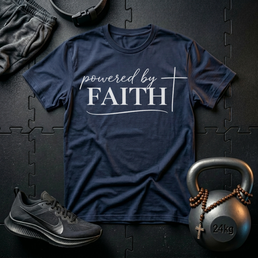 Powered By Faith Script T-Shirt