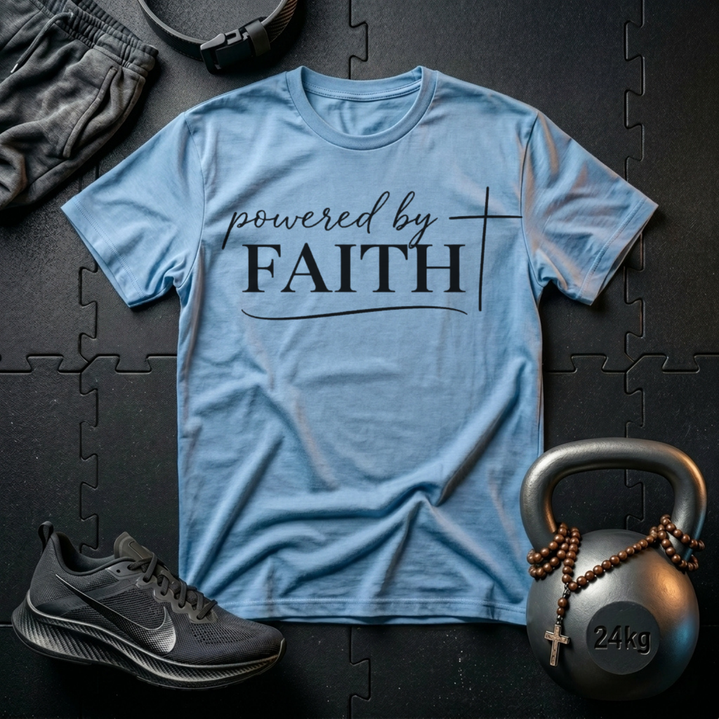 Powered By Faith Script T-Shirt