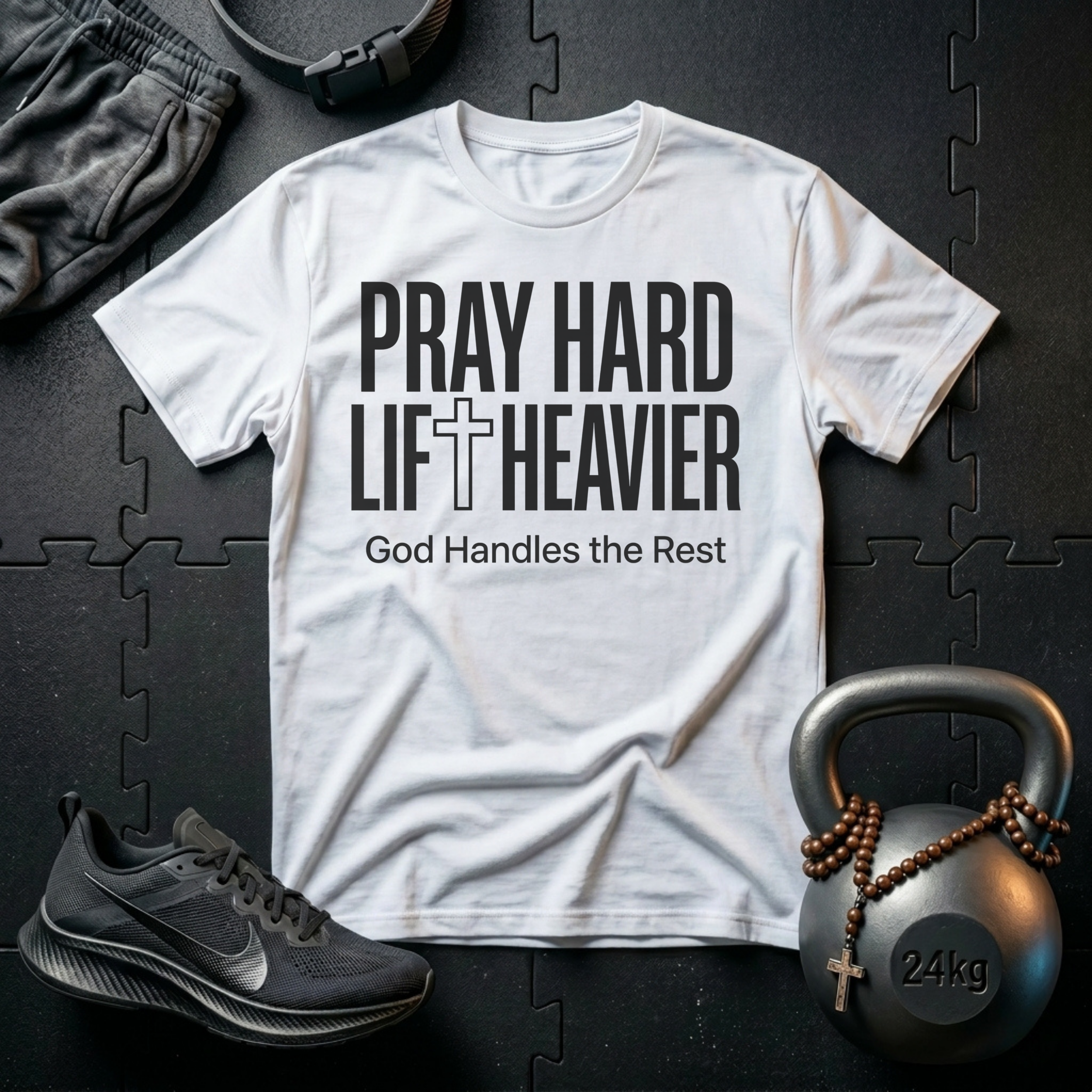 Pray Hard Lift Heavier T-Shirt